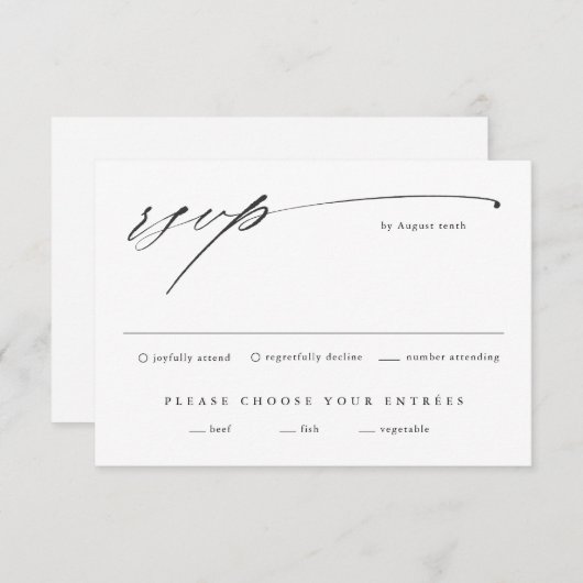 Eenvoudig script bruiloft RSVP kaartje (Voorkant / Achterkant)