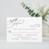 Eenvoudig script bruiloft Rsvp met maaltijdopties  Kaartje (Staand voorkant)
