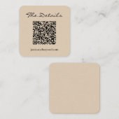 Eenvoudig script bruiloft RSVP - QR Code beige Informatiekaartje (Voorkant / Achterkant)