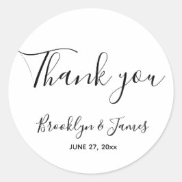 Eenvoudig script bruiloft-stickers ronde sticker