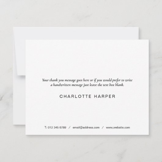 Eenvoudig script Business - Hartelijk dank Bedankkaart (Achterkant)