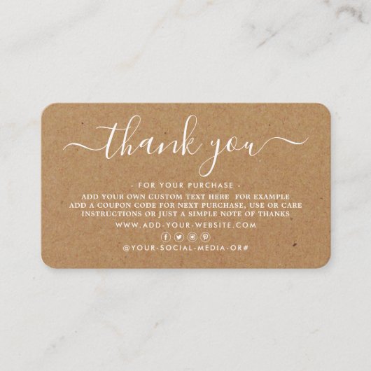 Eenvoudig script Business - Hartelijk dank Klantenkaartje (Voorkant)