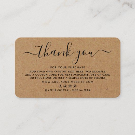 Eenvoudig script Business - Hartelijk dank Klantenkaartje (Voorkant)