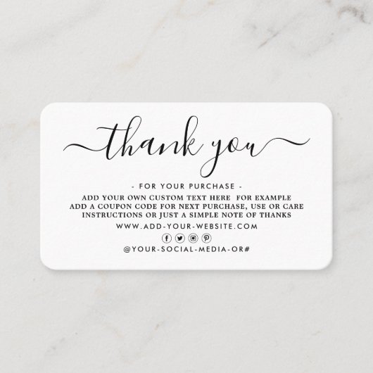 Eenvoudig script Business - Hartelijk dank Klantenkaartje (Voorkant)