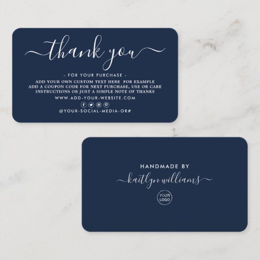 Eenvoudig script Business - Hartelijk dank Klantenkaartje (Voorkant / Achterkant)