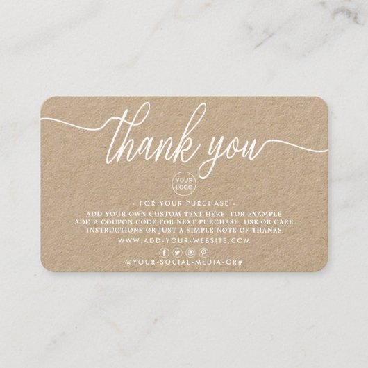 Eenvoudig script Business - Hartelijk dank Visitekaartje (Voorkant)