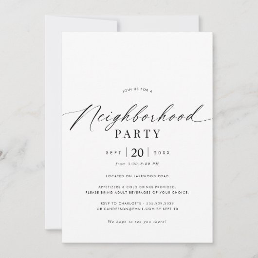 Eenvoudig script | Buurtfeest of Bijeenkomst Kaart (Voorkant)