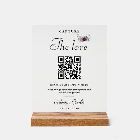Eenvoudig script Capture the Love QR-code Acryl Bord (Voorkant)