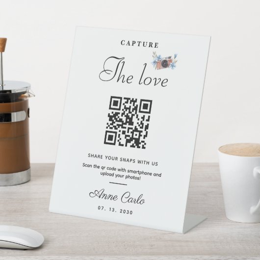 Eenvoudig script Capture the Love QR-code Reclamebord Met Voetstuk (Insitu)