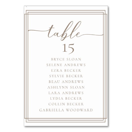 Eenvoudig Script Classic Trouwtafelnummer Kaart (Achterkant)