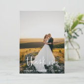 Eenvoudig Script Classy Wedding Photo Dank u Bedankkaart (Staand voorkant)