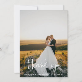 Eenvoudig Script Classy Wedding Photo Dank u Bedankkaart