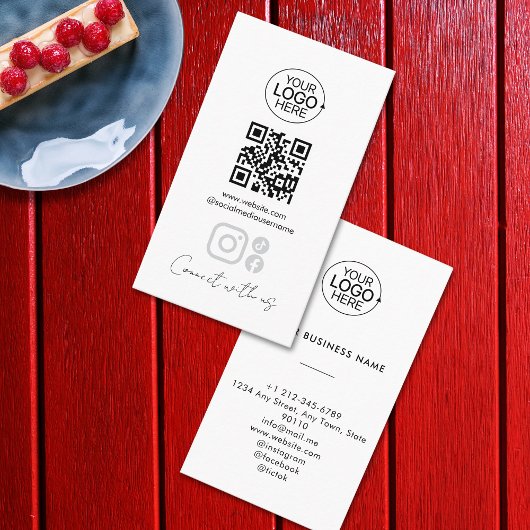 Eenvoudig script Contact met ons Logo QR-code toev Visitekaartje