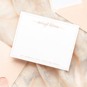 Eenvoudig script Coral Blush gepersonaliseerde bri Notitiekaartje
