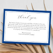 Eenvoudig script Cross Blue Funeral Dank je kaart