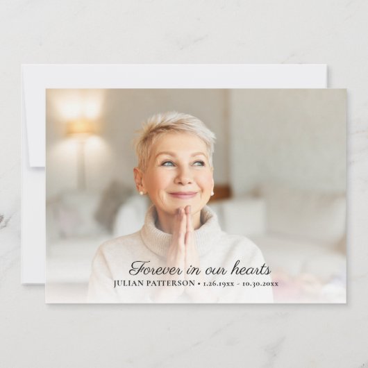 Eenvoudig script Cross Funeral Photo Dank je kaart (Achterkant)