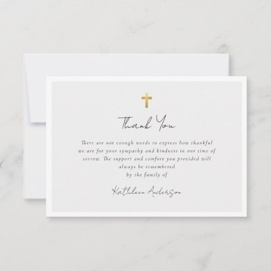 Eenvoudig script Cross Sympathy begrafenisfoto Bedankkaart (Voorkant)