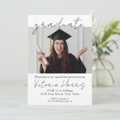 Eenvoudig Script Custom Photo Fun Elegant Afstuder Kaart (Staand voorkant)