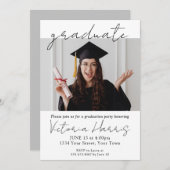 Eenvoudig Script Custom Photo Fun Elegant Afstuder Kaart (Voorkant / Achterkant)