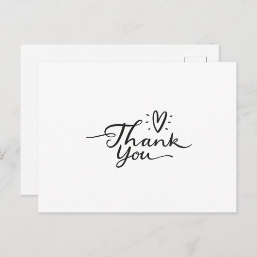 Eenvoudig Script Cute Heart Dank u Briefkaart (Voorkant / Achterkant)