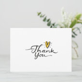 Eenvoudig Script Cute Yellow Heart Bedankkaart (Staand voorkant)
