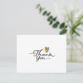 Eenvoudig Script Cute Yellow Heart Bedankt Briefkaart (Staand voorkant)