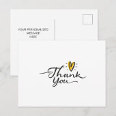 Eenvoudig Script Cute Yellow Heart Bedankt Briefkaart (Voorkant / Achterkant)