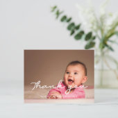 Eenvoudig script Dank je baby shower Briefkaart (Staand voorkant)