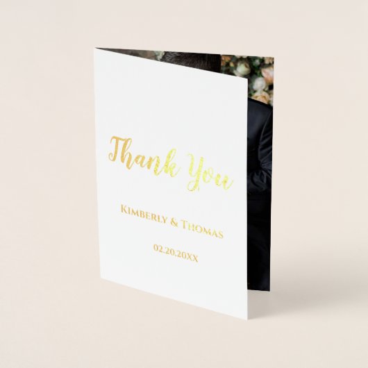 Eenvoudig script Dank je bruiloft foto Folie Kaarten (Voorkant)
