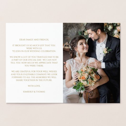 Eenvoudig script Dank je bruiloft foto Folie Kaarten (Binnen)