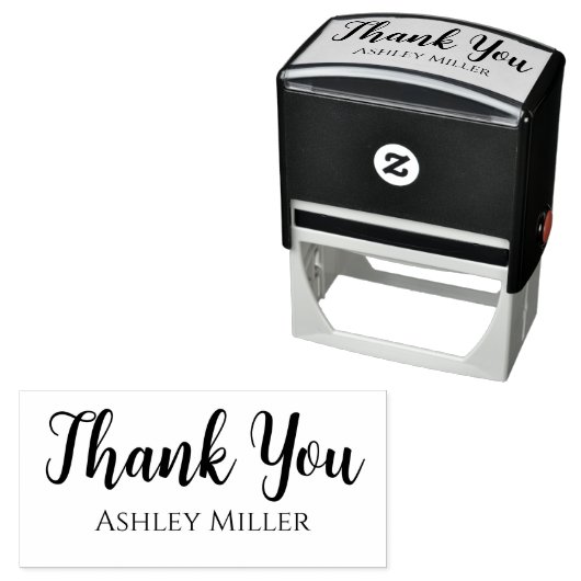 Eenvoudig script Dank u met naam Zelfinktende Stempel (In situ)