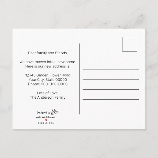 Eenvoudig script dat we hebben verplaatst met Foto Aankondigingskaart (Achterkant)