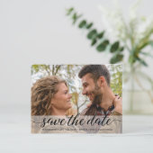 Eenvoudig script De datum opslaan | Verloving Foto Briefkaart (Staand voorkant)