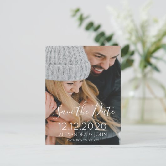 Eenvoudig script De uitnodiging voor de datumfoto (Staand voorkant)