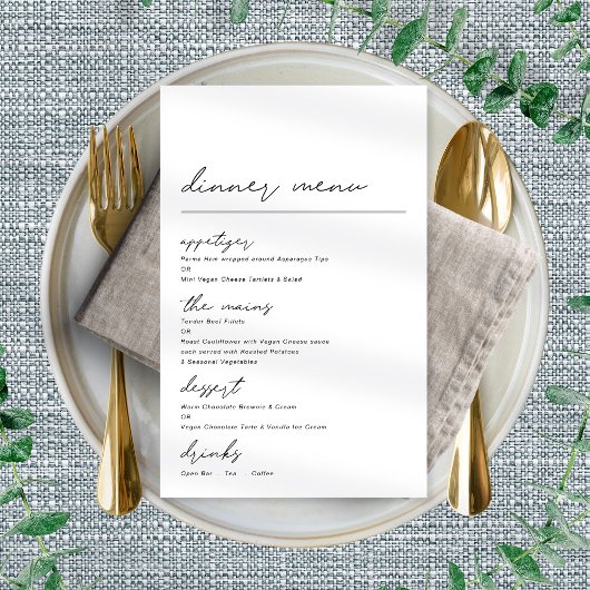 Eenvoudig script diner menu voor elke gelegenheid poster