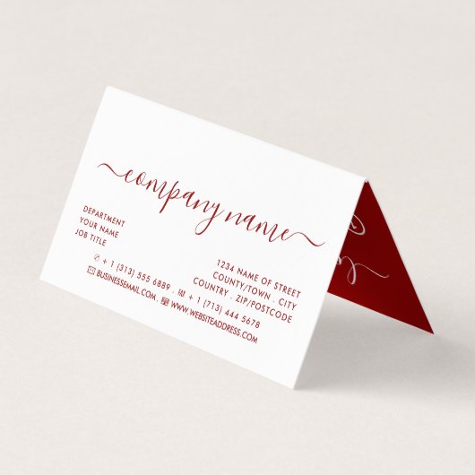 Eenvoudig script - Dubbele rood- en witlogo Visitekaartje (Achterkant)