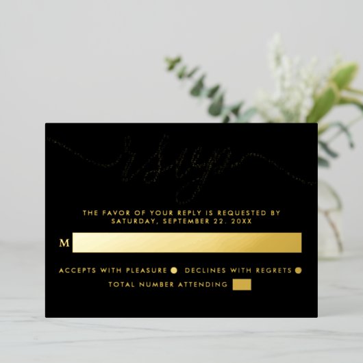 Eenvoudig script - Echte Folie - Bindende RSVP Folie Uitnodiging (Staand Voorkant)