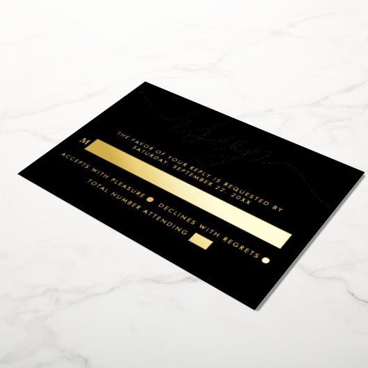 Eenvoudig script - Echte Folie - Bindende RSVP Folie Uitnodiging (Gedraaid)