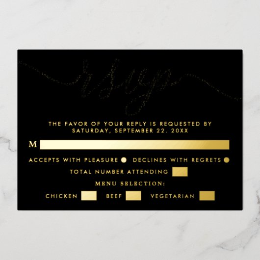 Eenvoudig script - Echte Folie - Bindende RSVP & M Folie Uitnodiging (Voorkant)