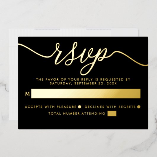 Eenvoudig script - Echte Folie - Bindende RSVP Uitnodiging (Envelop)