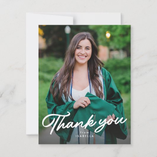 Eenvoudig script één foto afstuderen bedankkaart (Voorkant)