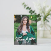 Eenvoudig script één foto afstuderen bedankkaart (Staand voorkant)
