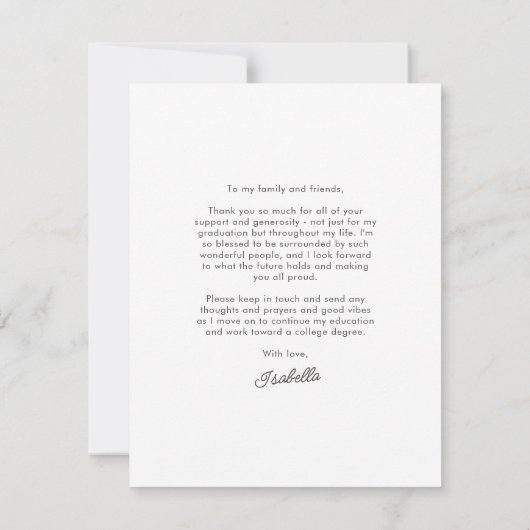 Eenvoudig script één foto afstuderen bedankkaart (Achterkant)