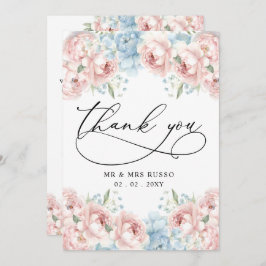 Eenvoudig Script Elegant Blush Bloemen Bruiloft Bedankkaart