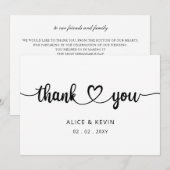Eenvoudig script elegant handgeschreven bruiloft bedankkaart (Voorkant / Achterkant)