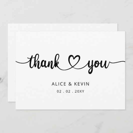 Eenvoudig script elegant handgeschreven bruiloft bedankkaart (Voorkant / Achterkant)