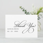 Eenvoudig script elegant handgeschreven bruiloft bedankkaart (Staand voorkant)