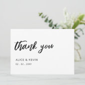 Eenvoudig script elegant handgeschreven bruiloft bedankkaart (Staand voorkant)
