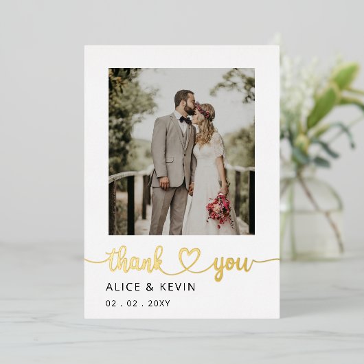 Eenvoudig script elegant handgeschreven foto bruil folie uitnodiging (Staand Voorkant)