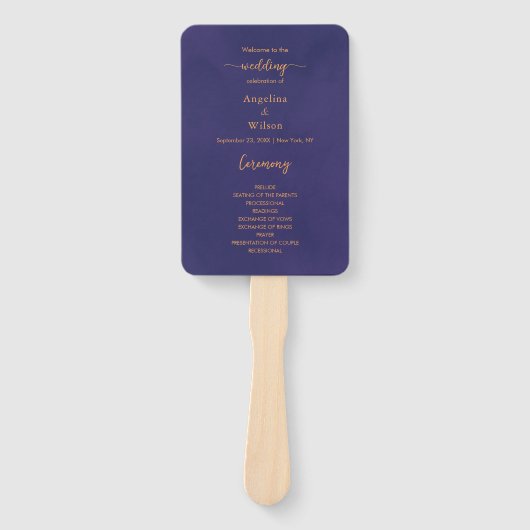 Eenvoudig script Elegant Paarse gouden bruiloft pr Handwaaier (Voorkant)